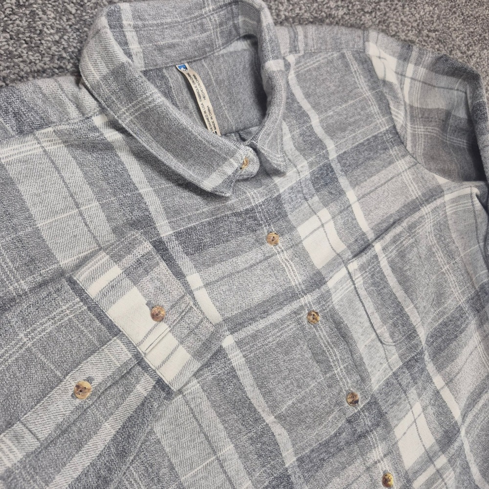 Kuhl Kamila Flannel Shirt Womens‎ Medium Gray Plaid Style 8377